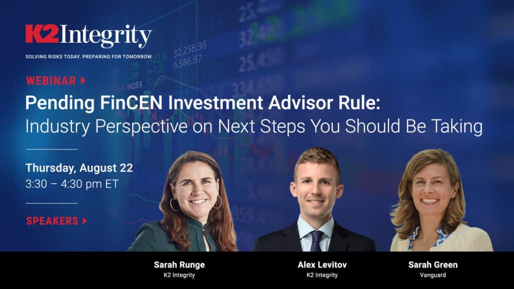 Pending FinCEN Investment Advisor Rule